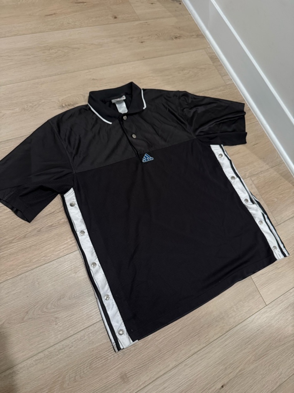 Vintage ADIDAS Tear Away Basketball Mesh Warm Up Jersey Size L Large Black White